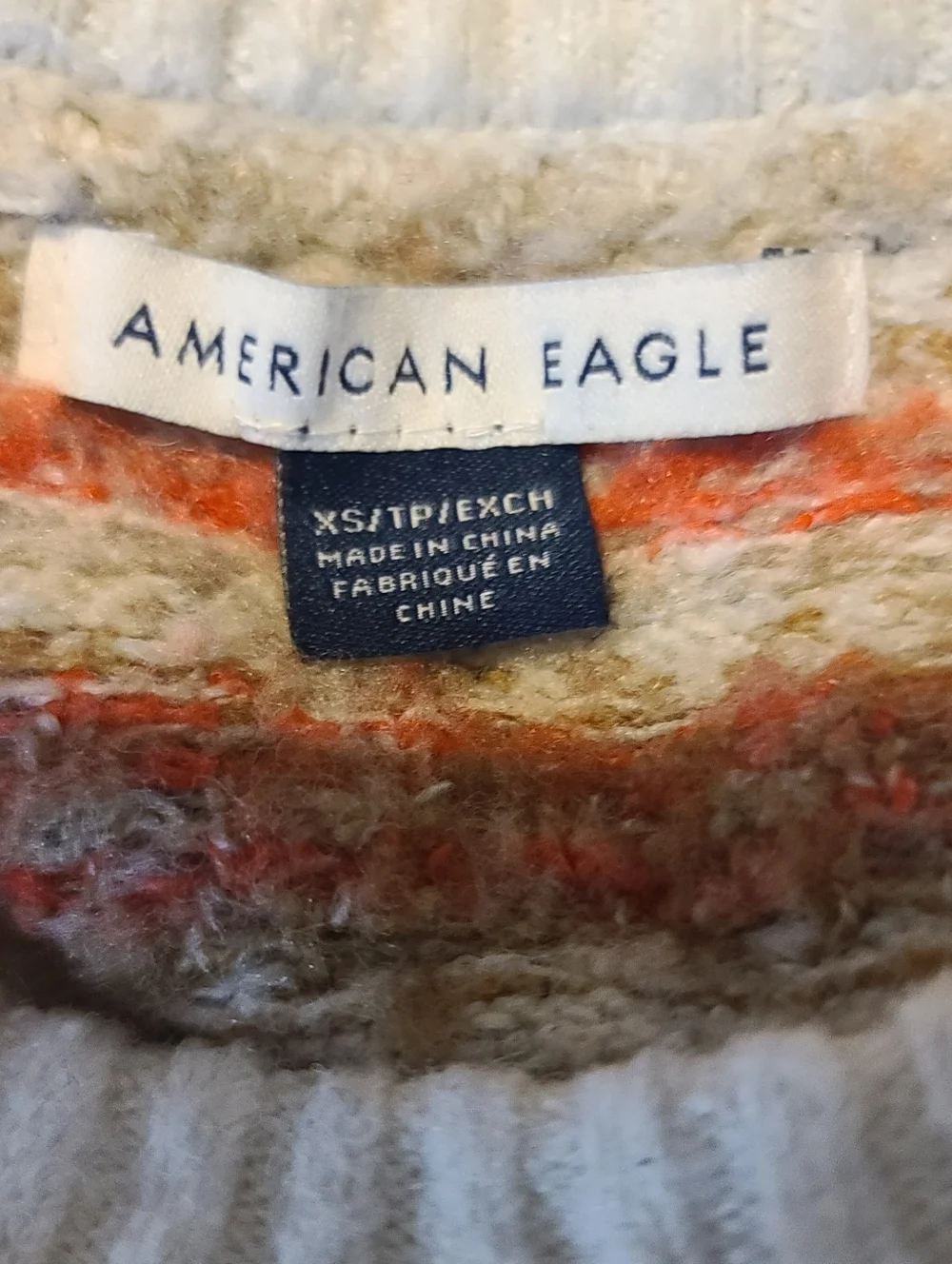 American Eagle Oversized Soft Fair Isle Crewneck Sweater XS - Picture 4 of 7